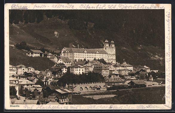 Cartoline postali: AK Disentis, Teilansicht mit Kloster – Usato da Berlin venduto da bartko-reher