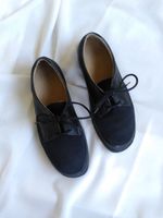 Vintage Schnürschuhe Schwarz Textil Leder 39.5