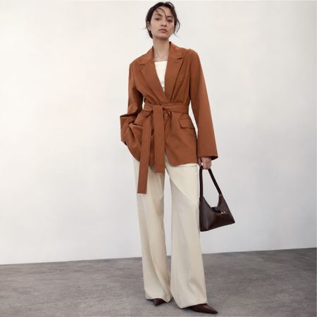 ZARA Blazer mit Gürtel braun Anzugjacke Gr.M-L NEU Fr.99.9