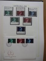 60 Blatt. Liechtenstein FDCs und Briefmarken