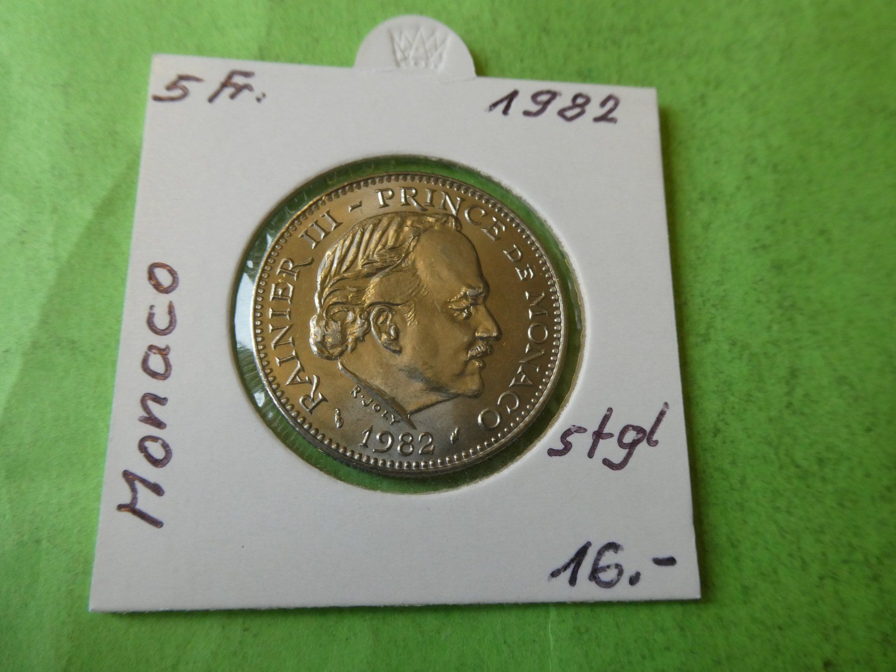 Tutti le monete: Monaco 1982, 5 Francs   stgl. – Usato da Hinterforst venduto da Rohusri