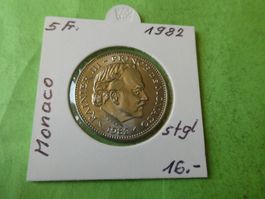 Monaco 1982, 5 Francs   stgl.