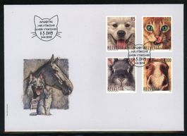 2019, FDC, Sondermarke Tierfreunde (Nr. 1715–1718)