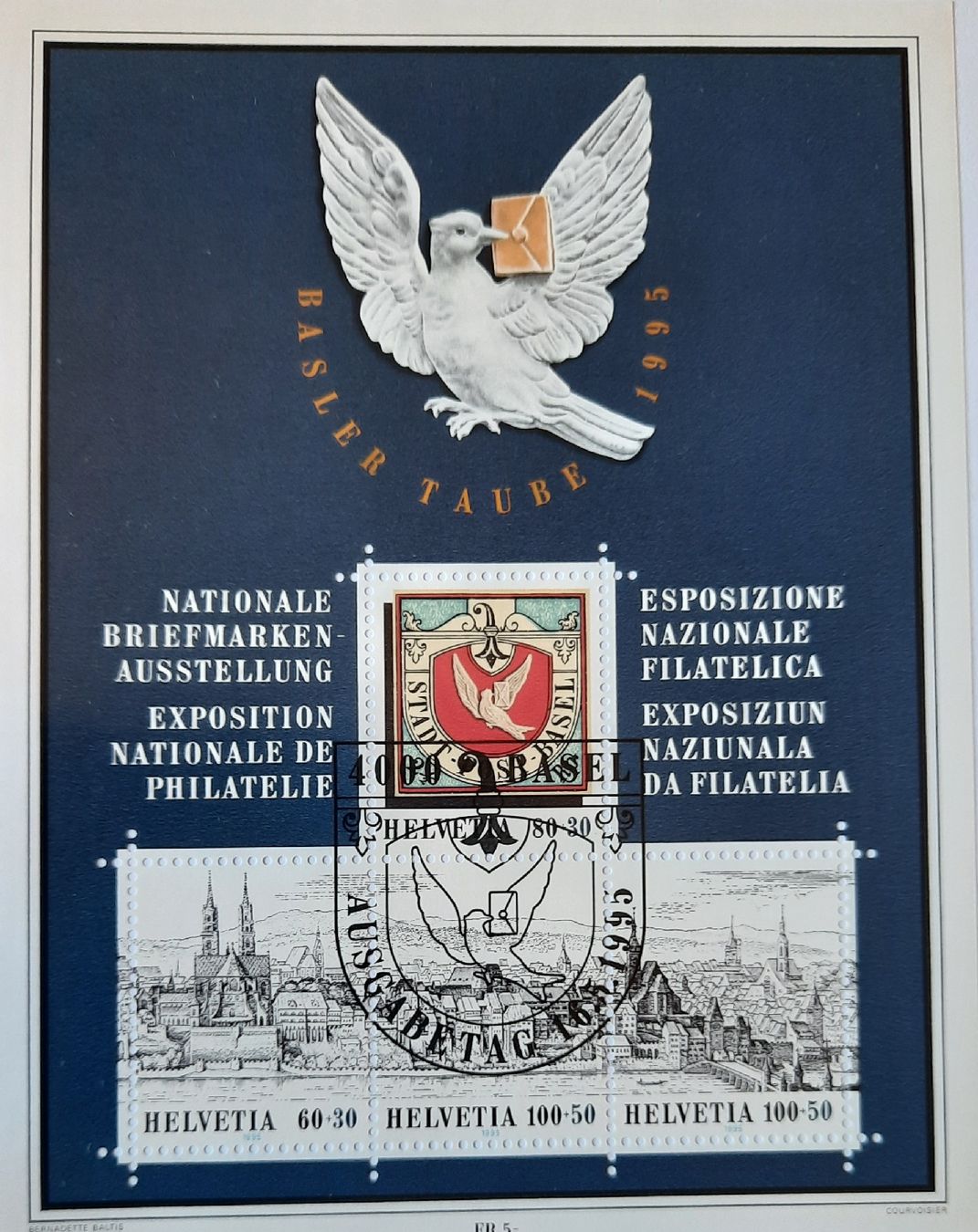 Alle Briefmarken: 8-30-6 Bloc Colombe de Bâle. FDC 16.5.95 – Gebraucht aus GENEVE von Pjeronimo 1