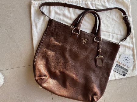 PRADA VITELLO DAIN0 LEDER BRUCIATO SHULTER TASCHE BN1713