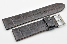 Uhrenarmband Echtleder dunkelbraun 24mm  Krokoprägung