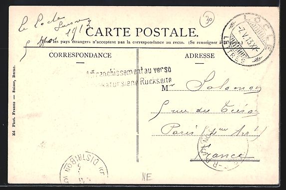 Cartoline postali: Le Locle, Totalansicht mit Turm aus der  – Usato da Berlin venduto da bartko-reher 1