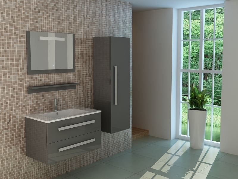 Mobili per bagno: Badset St. Moritz in grau hochglanz Set – Nuovo e nell'imballaggio originale da Herbertingen venduto da jet-line-e-trade 4