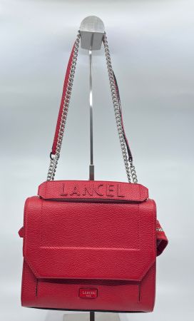 Sac Lancel Ninon en cuir rouge foncé