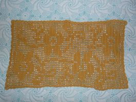 Häkeldecke, curry, Blumen, Handarbeit, Boho-Style