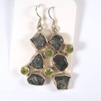 Ohrringe 925 Silber Moldavit/Peridot