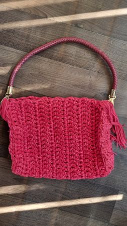 Angesagte rote Tasche "Campari", mit Fransen, selbstgemacht