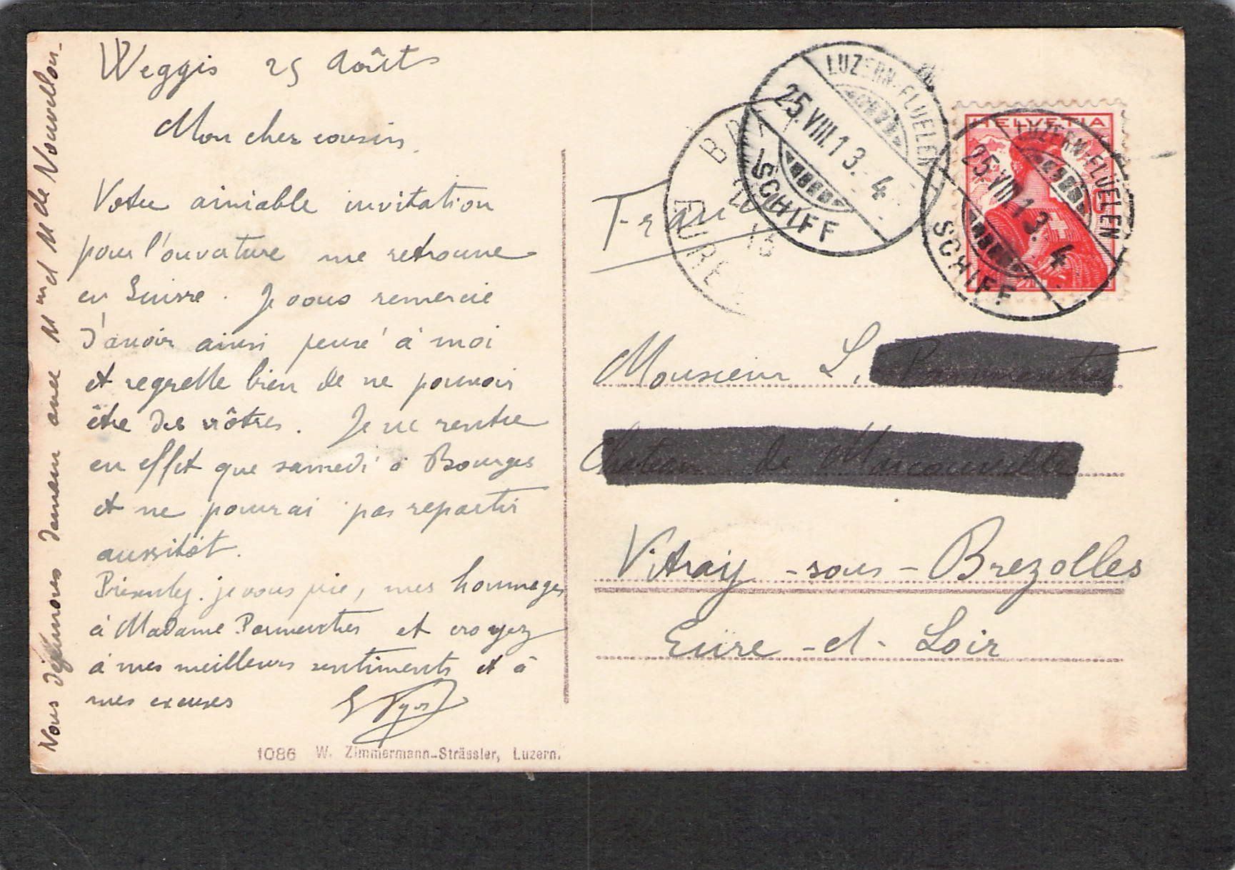 Cartoline postali: -Weggis mit Pilatus , 1913 – Usato da Reichenburg venduto da Pipo-67 1