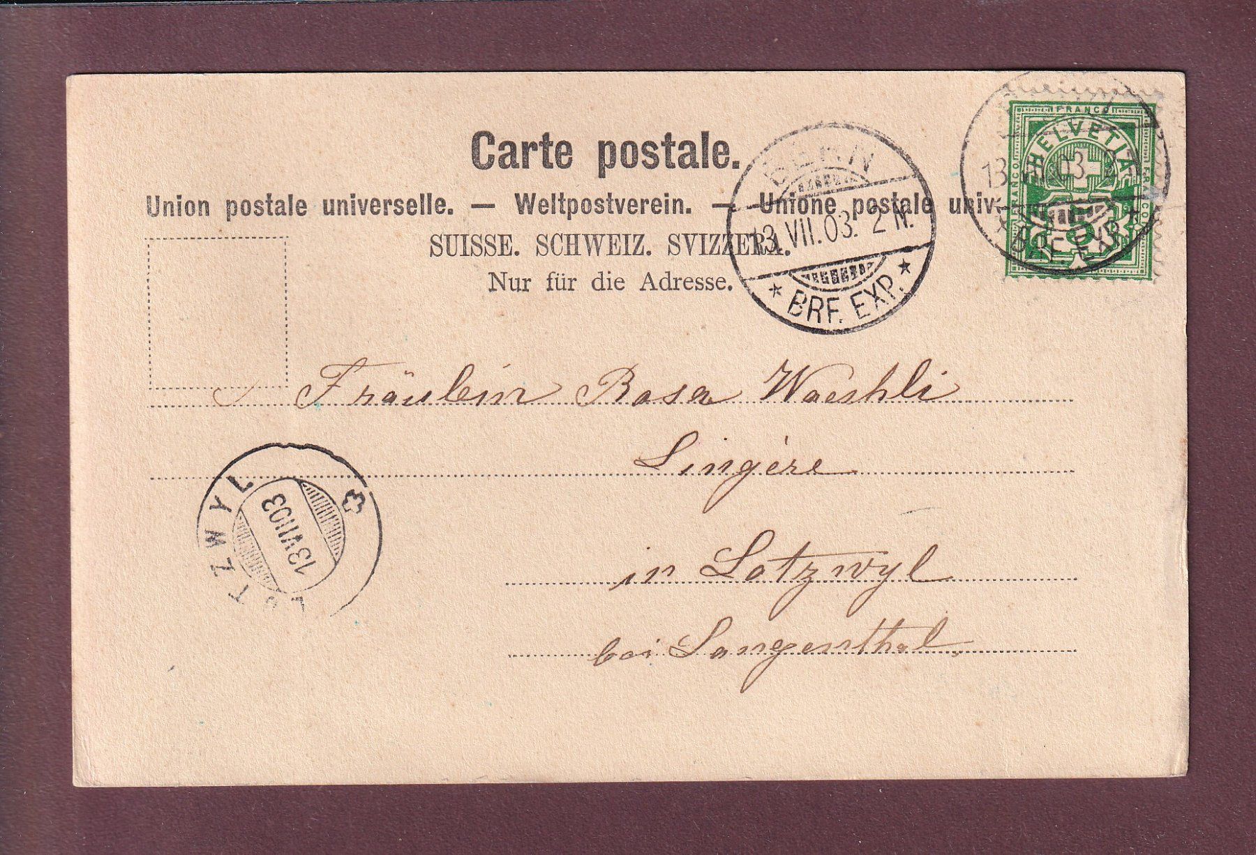Cartes postales: BERN - Johanneskirche - 1903 – D'occasion à Pully par nicecards 1