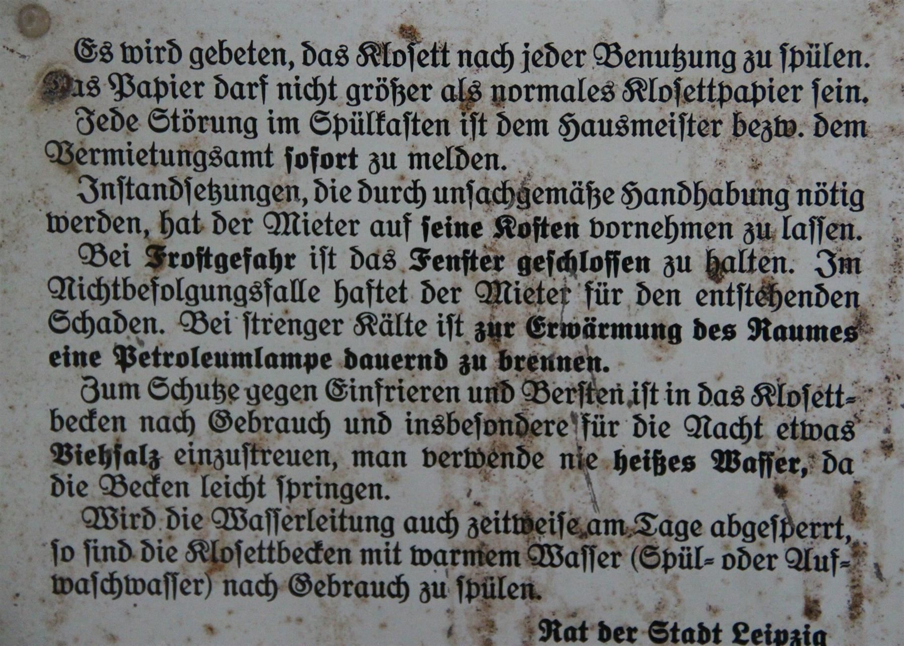 Insegne: Blechschild "Klosett-Ordnung" – Usato da Birrwil venduto da brandschatz_birrwil 2