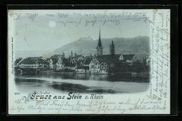 Mondschein-AK Stein a. Rhein, Ort im Vol