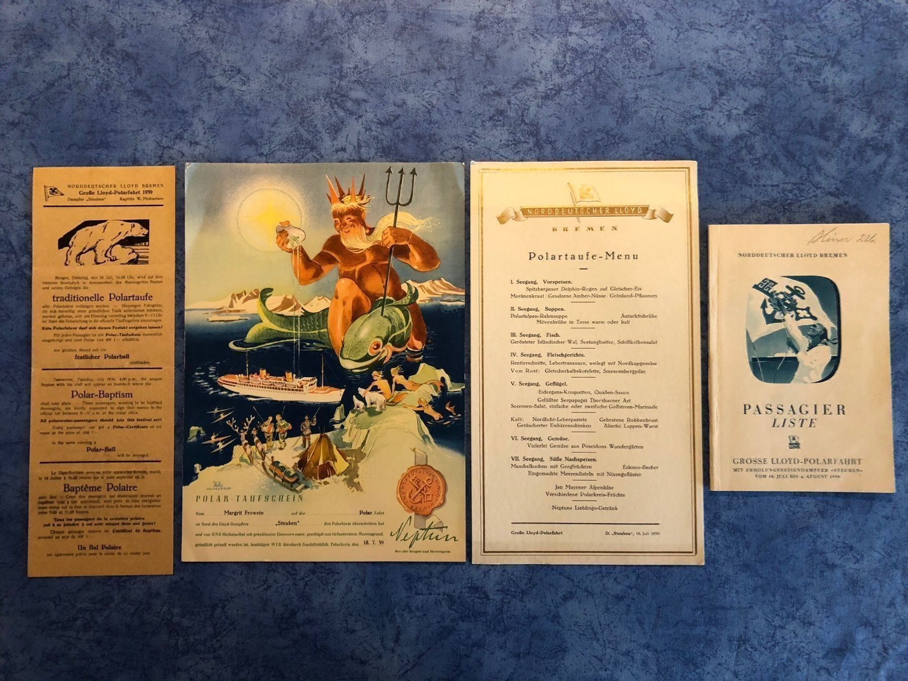 Documenti: Polar-Taufe Lloyd Dampfer Steuben 1939 – Usato da Steffisburg venduto da bwt56 1