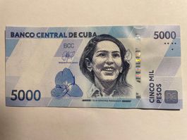 (4) bankfrische 5'000er Note kubanische Pesos CUP 2026