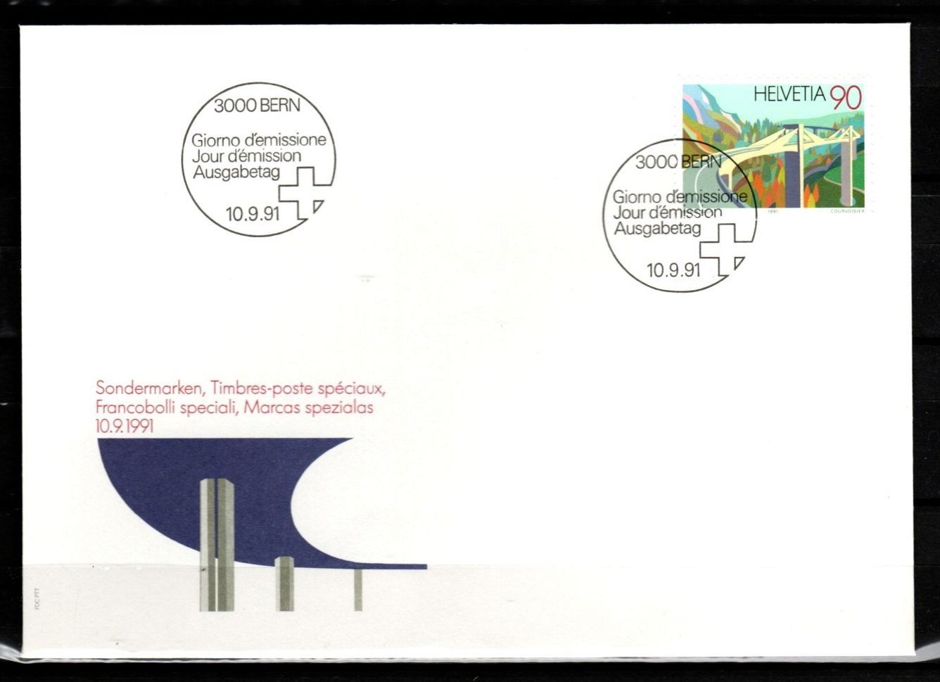 Alle Briefmarken: 1991 FDC - Brücken / Ganter-Brücke, Simplon – Gebraucht aus Schaffhausen von poststamp