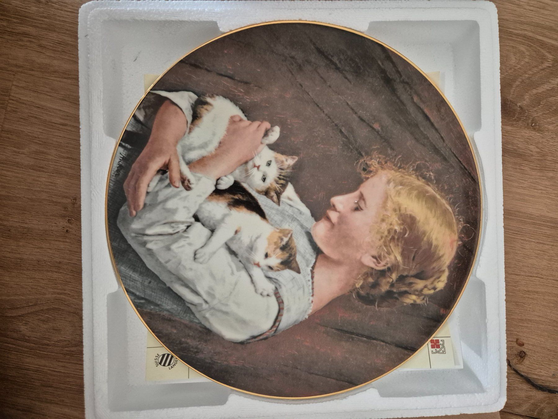 Piatti: Albert Anker - Mädchen mit zwei Katzen – Nuovo e nell'imballaggio originale da Hettlingen venduto da janalea