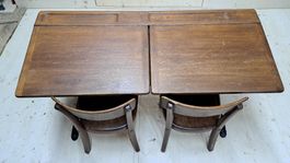 Zweier Schulbank mit Stühlen Holz vintage Zustand gebraucht