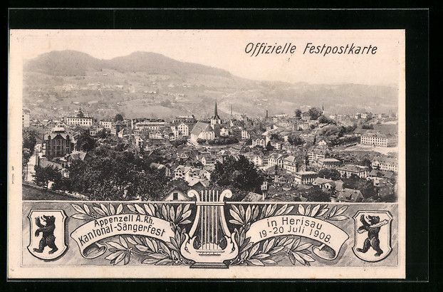 Cartes postales: Herisau, Kantonal-Sängerfest 1908, Orts – D'occasion à Berlin par bartko-reher