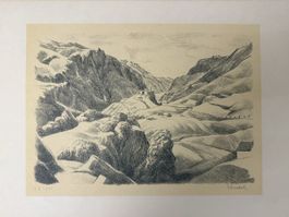 Victor Surbek - lithographie - S. Bernardino - MESOCCO