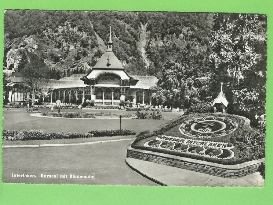 Cartoline postali: Interlaken - Kuhrsaal mit Blumenuhr – Usato da Zürich venduto da t24_de