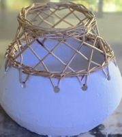 Dekorative Vase aus Rattan Boho Ibiza Style weiss
