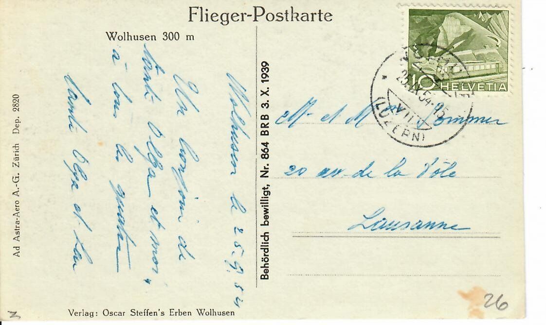 Cartes postales: Flieger Postkarte Wolhusen – D'occasion à Hochdorf par Ziegel-16 1