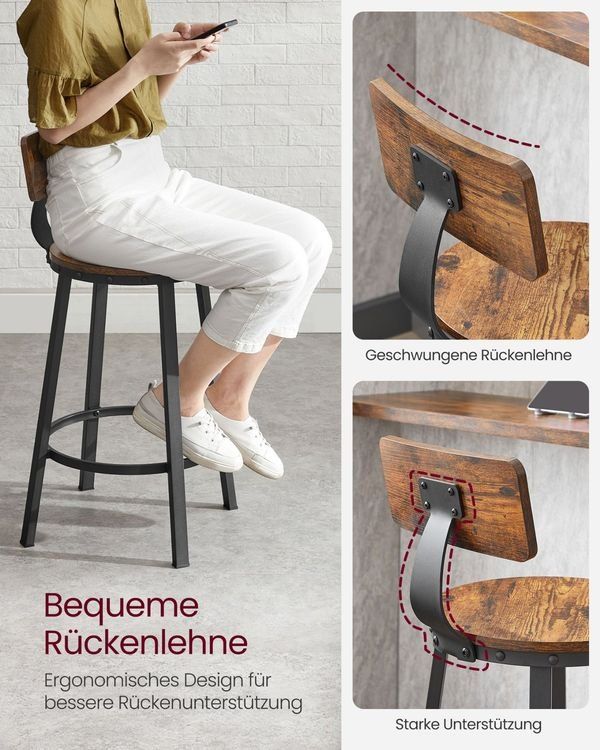 Hocker: Barhocker 2er Set mit Metallgestell Sitzhöhe 63cm NORVALE – Neu und originalverpackt aus Lachen SZ von MAMORU-MOEBEL 4