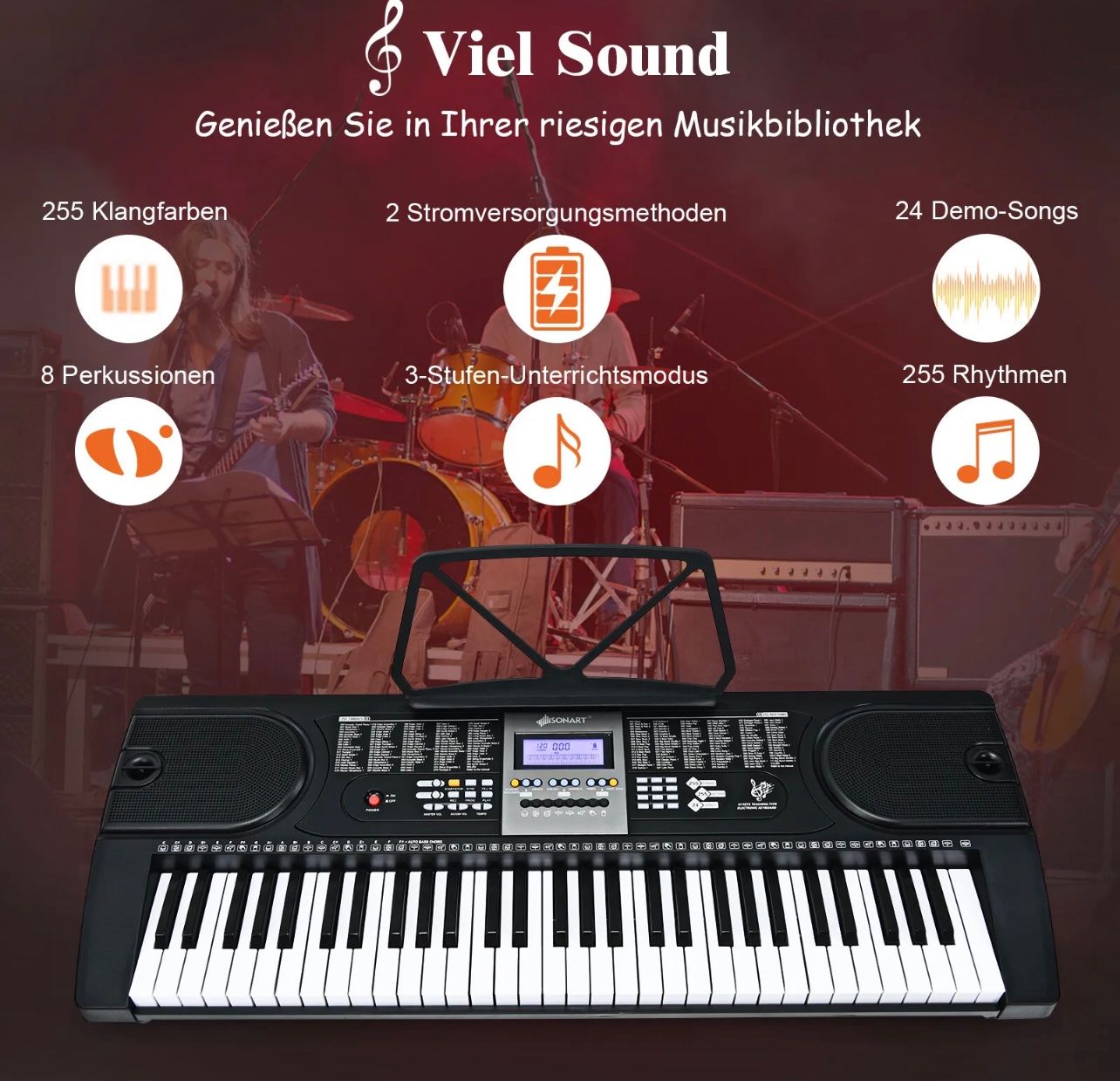 Musikinstrumente: + 61 Tasten Keyboard  E-Piano + Ständer kopfhörer – Neu und originalverpackt aus Amriswil von  4