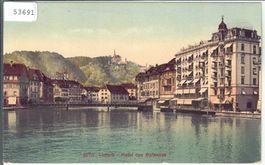 Luzern - Hotel des Balances und Gütsch - Litho
