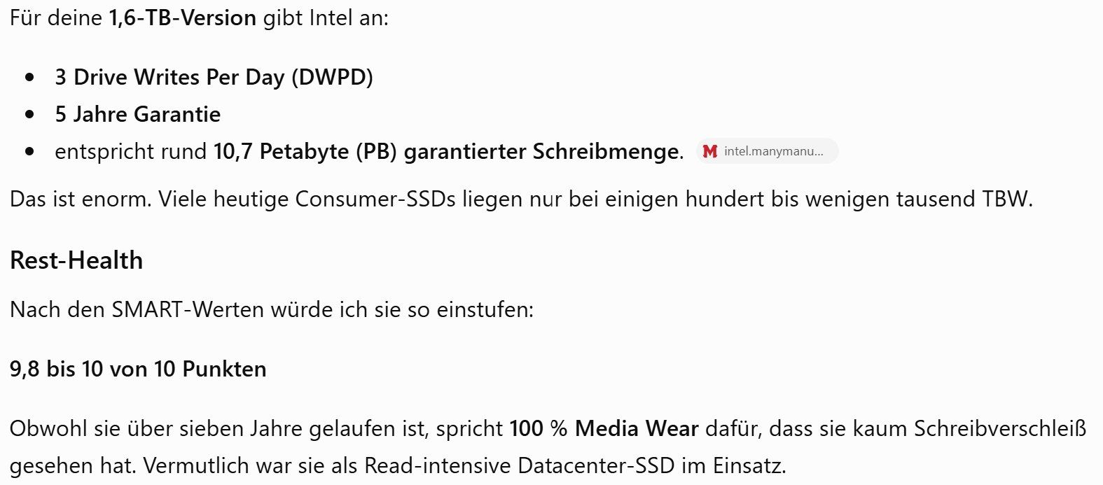 Intel Harddisks: 1.6TB Intel Enterprise Extra Durable SATA SSD DC S3610 Serie – Gebraucht aus St. Gallen von the_2vhr 3
