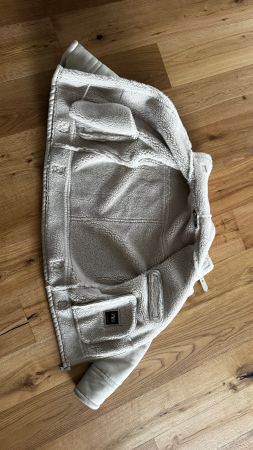 Zara Herren Aviator Jacke XL Beige Teddyfutter Lammfell-Look