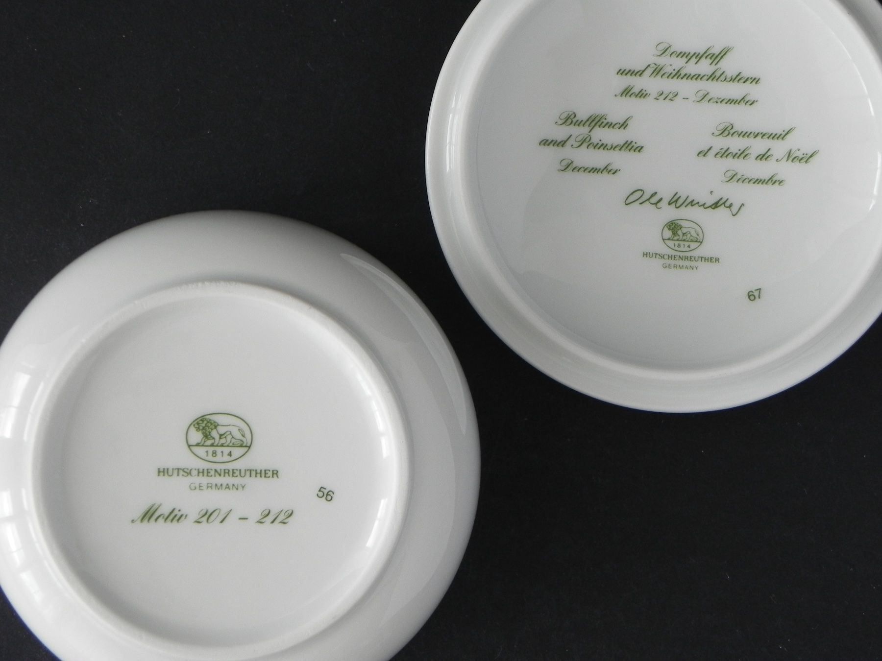 Hutschenreuther Alle Dekorationen: Dompfaff & Weihnachtsstern - Dezember - von Ole Winther – Neu (gemäss Beschreibung) aus Zürich von LodgE-21 4