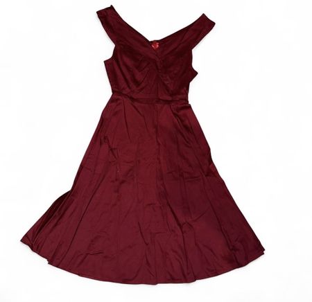 Kleid Bordeauxrot A-Linie Faltenrock