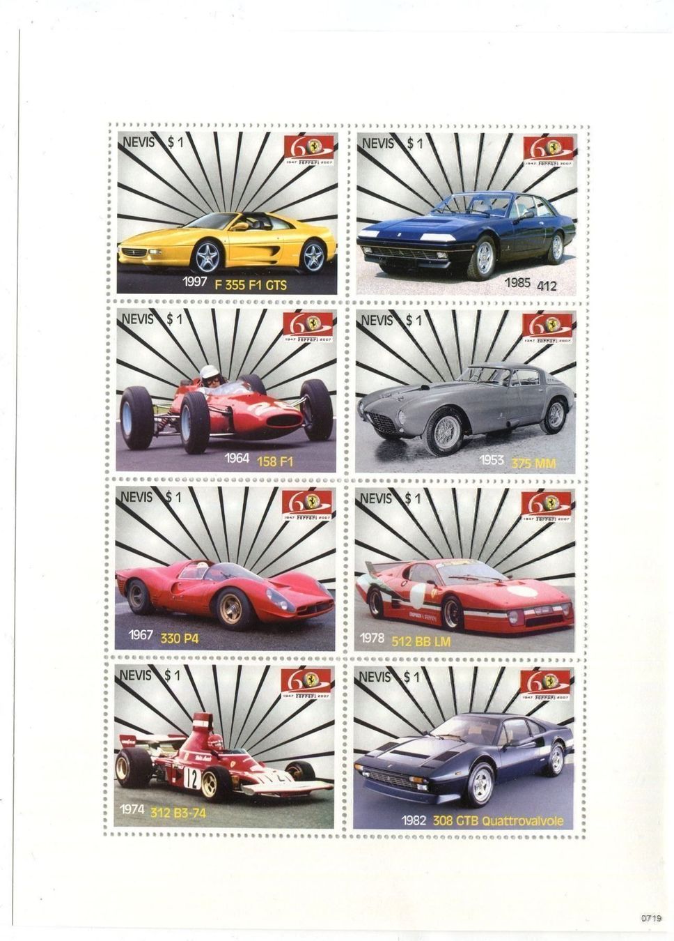 Tous les timbres: Block "Ferrari". Nevis. – Neuf avec emballage d'origine à Basel par Butsch5