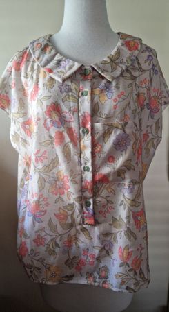Beige Damen Bluse, kurzarm, Blumenmuster, neu