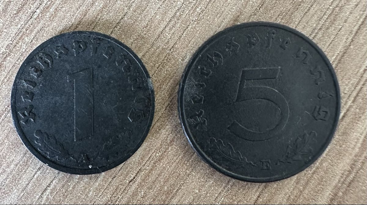 Alle Münzen: 1942 1 und 5 REICHSPFENNIG – Gebraucht aus Watt von maxdiroma