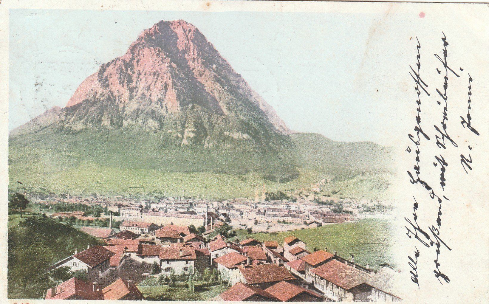 Cartoline postali: Ansichtskarte Glarus mit Glärnisch, datiert 1901, gelaufen – Usato da Rupperswil venduto da Ema10