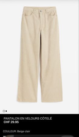Pantalon velours côtelé beige clair 