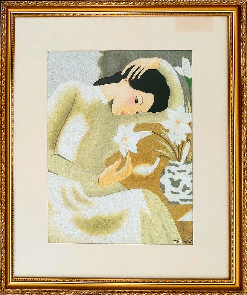 Dipinti: Tableau tissé - artisanat vietnamien – Usato da Montmelon venduto da canelle-12 1