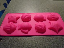 Silikonform Fische, Muscheln, pink
