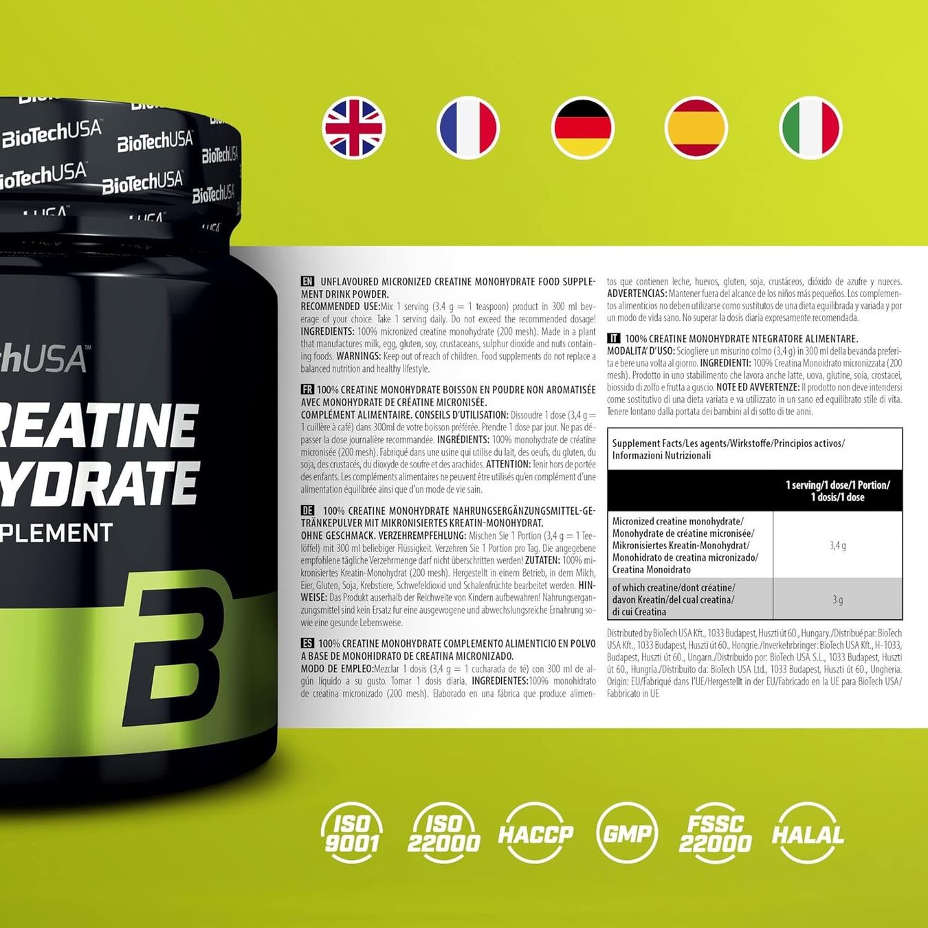 Cibi & Specialità: Biotech USA 100% Micronized Creatine Monohydrate 300 g – Nuovo e nell'imballaggio originale da Zihlschlacht venduto da Quari 2