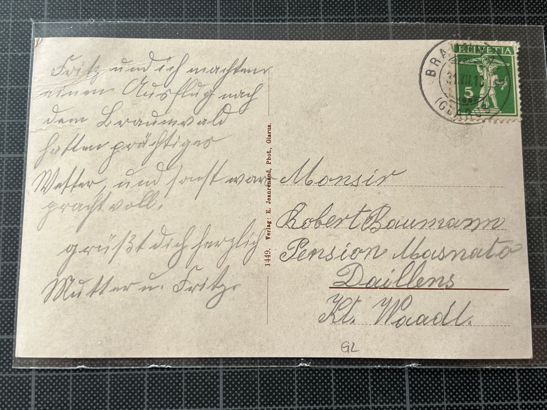 Cartoline postali: Braunwalderalp mit Eckstöcke, 1913 – Usato da Stäfa venduto da Hannahsita14 1