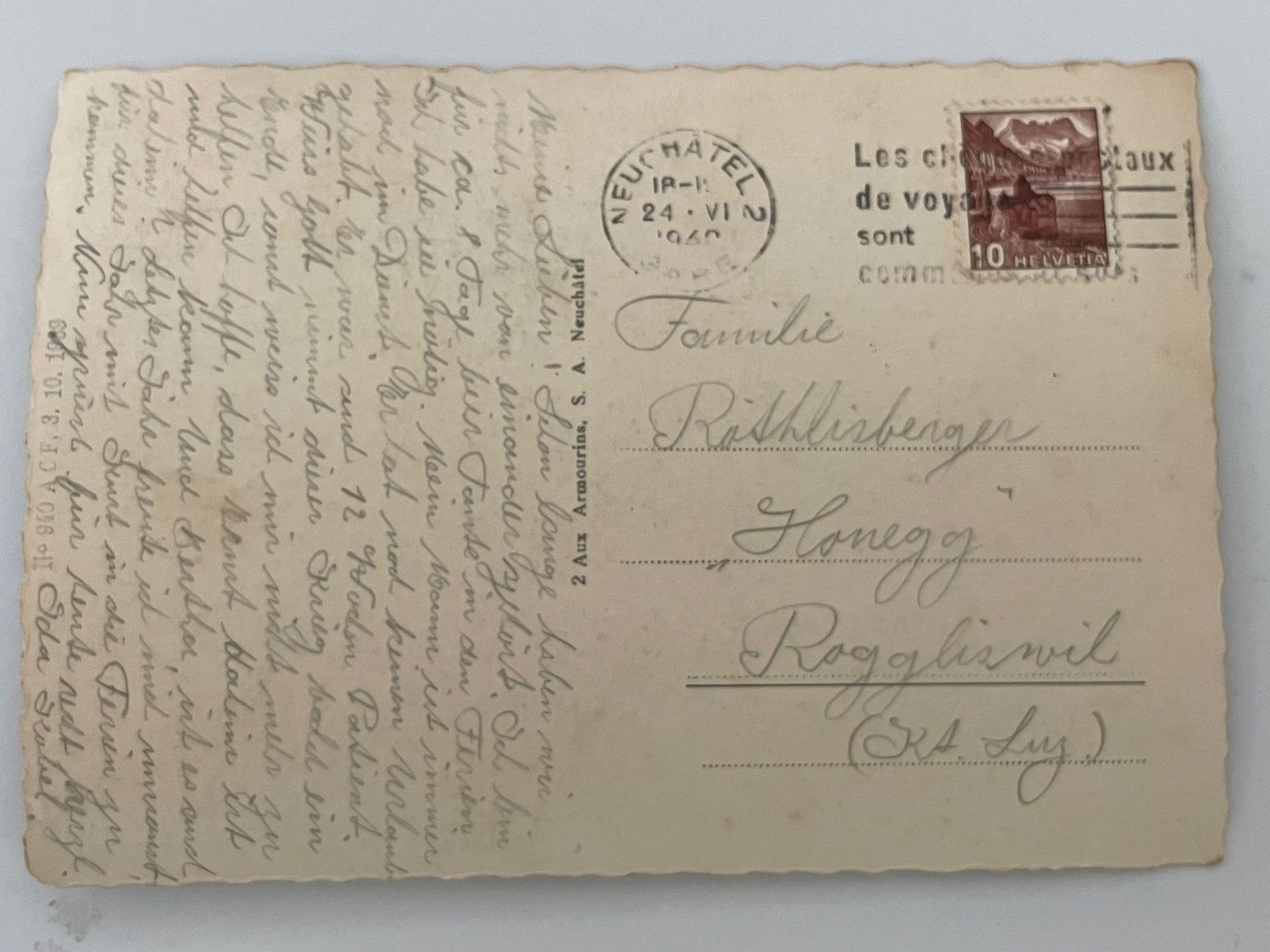 Ansichtskarten: Alte Ansichtskarte Neuchâtel/Neuenburg, 1940, Top! – Gebraucht aus Stäfa von riccardinho 1