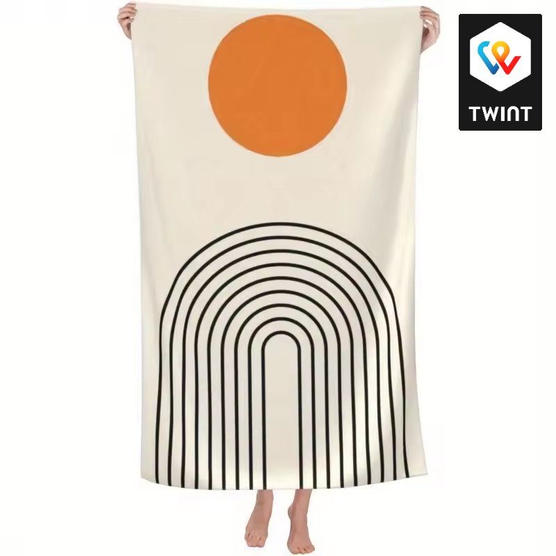 Teli da bagno: Serviette de plage élégante au design moderne soleil – Nuovo e nell'imballaggio originale da Saignelégier venduto da onekeystore