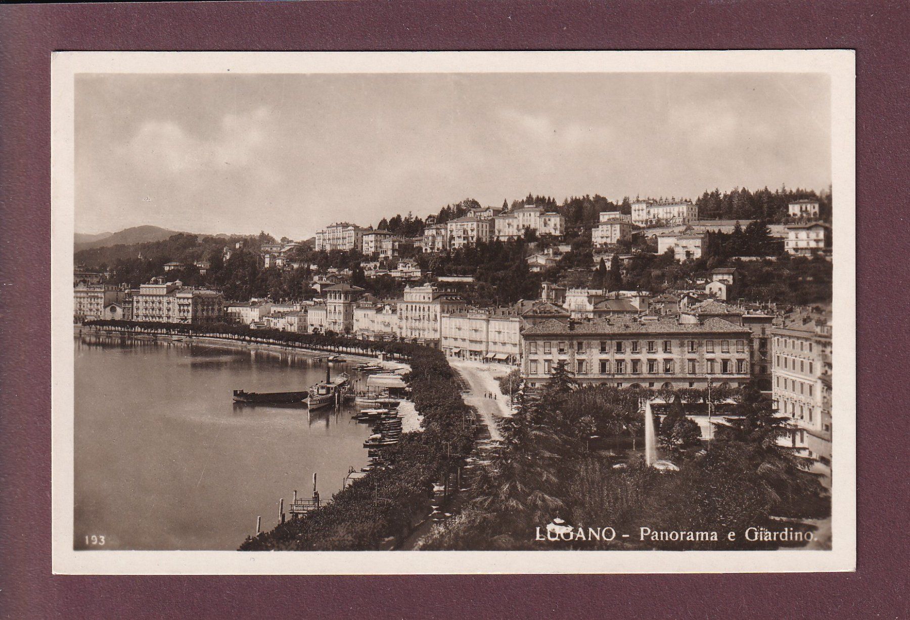Ansichtskarten: LUGANO - Panorama e Giardino - 1936 – Gebraucht aus Pully von nicecards