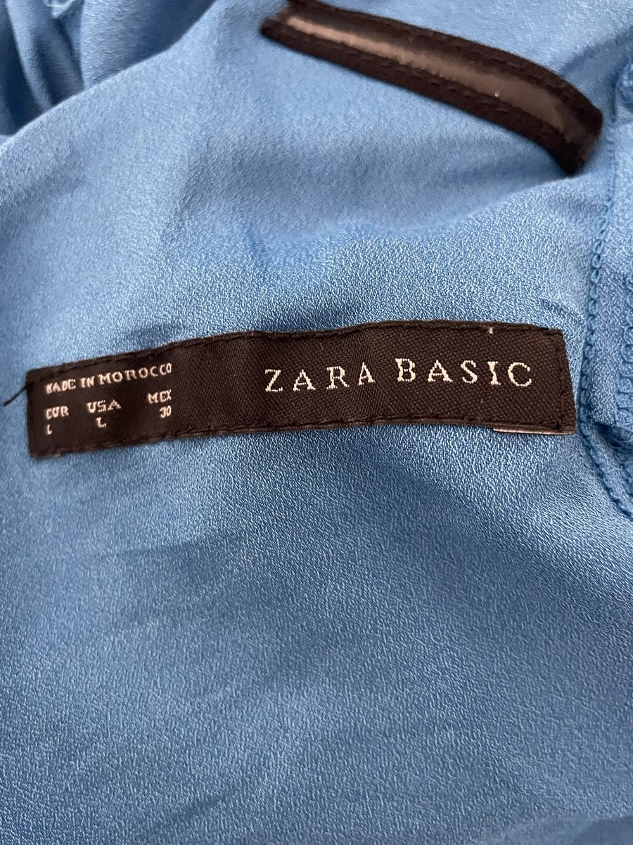 Zara Camicette: Chemisier Zara Basic bleu drapé, taille L, parfait état! – Nuovo (secondo la descrizione) da Lausanne venduto da LILI0125 4